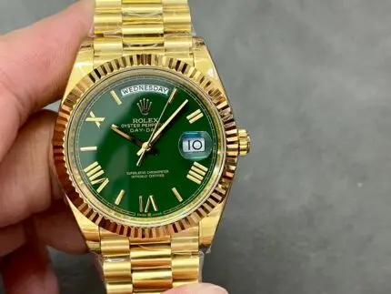 Day Date Rolex Weekly Journal 18K Yellow Gold Plated counter weight(Green dial gold daydate)