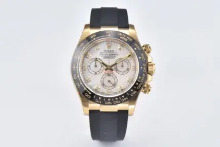 Rolex Daytona 116518 Gold Engraved Natural Cloud Mother-of-Pearl Dial Watches with Black Rubber Strap