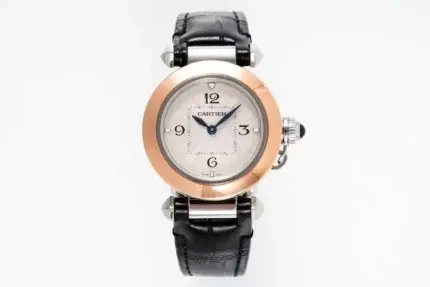 Cartier Pasha de Cartier Watch Rose Gold Black Leather