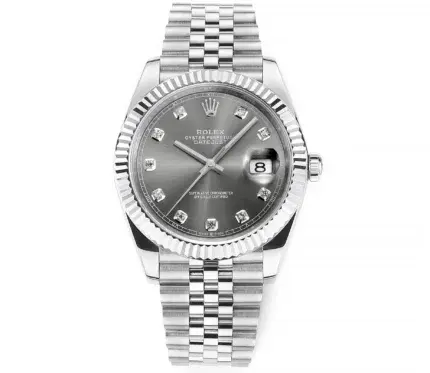 Rolex Datejust 41mm Watch – Silver Dial, Diamond Markers, Stainless Steel Jubilee Bracelet Rolex