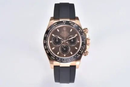 Rolex Daytona Watch with Black Rubber Strap, Brown Dial, and Exquisite