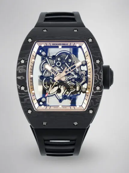Richard Mille RM055 Skeleton Watch with Black Rubber Strap – Swiss Replica