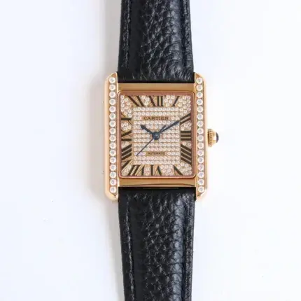 Cartier Tank MK3 Rose Gold Black Leather