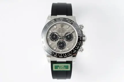 Rolex Daytona 7750 Movement – White Dial with Black Subdials, Stainless Steel Case, Rubber Strap