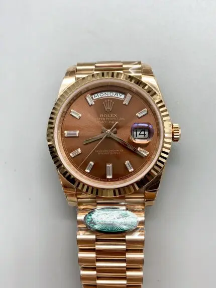 Rolex Day-Date 40 Rose Gold Chocolate Baguette Diamond Dial 228235(1;1 Super Clone)