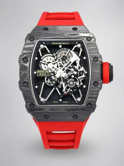 Richard Mille RM 35-01 Replica AAA Swiss Clone with Carbon Case and Red Strap