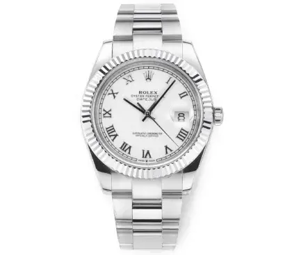 Rolex Datejust 41mm Silver Fluted Bezel White Dial
