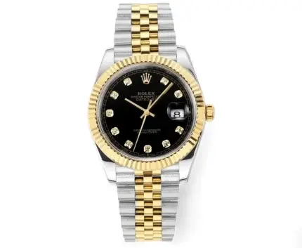 Rolex Datejust 41mm Watch – Two-Tone Steel and Gold with Black Diamond Dial
