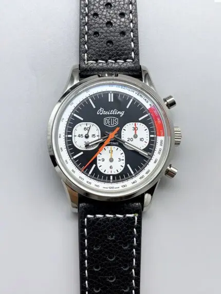 Breitling Top Time B01 Deus Edition Black Dial Leather Strap(1;1Super Clone)