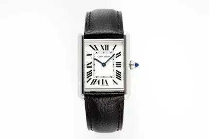 Cartier Tank Must Watch Black Leather Strap