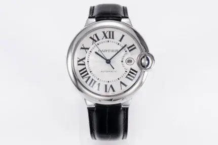 Cartier Ballon Bleu 42mm Silver Black Leather