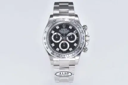 Rolex Daytona Watch – Black Enamel Dial with Moissanite Diamonds
