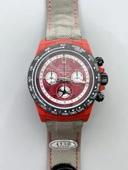 Rolex Daytona Edition Watch in Red Dial Red Carbon Casing (1:1 Super Clone)